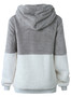 Women Contrast Color Zipper Hooded Velvet Sweatshirt