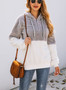 Women Contrast Color Zipper Hooded Velvet Sweatshirt
