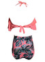 Women Ruffle Print High Waist Two Piece Bikini Set