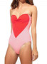 Sexy Heart Print Stitching Tube One Piece Swimsuit