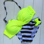 Women's Striped Underwire Top Bikini Bottom Swimwear