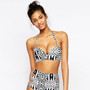 Women's Two Piece Geo Print Halter High Waist Bikini Swimwear