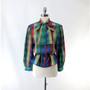 Vintage 70s DVF Diane Von Fürstenberg Pussycat Bow Plaid Blouse L