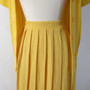 Vintage 70s Yellow Knit Sweater Top Skirt Matching Belt Set S