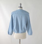 Vintage 60s Light Blue Nautical Cardigan Sweater L