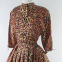 Vintage 50s Leopard Print Full Skirt Party Dress S