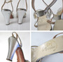 Vintage 40s Strappy Silver Platform Heels Shoes 8