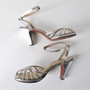 Vintage 40s Strappy Silver Platform Heels Shoes 8