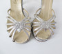 Vintage 40s Strappy Silver Platform Heels Shoes 8