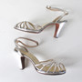 Vintage 40s Strappy Silver Platform Heels Shoes 8