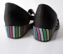 Vintage 30s 40s Black Faille Striped Wedge Slippers Shoes 8
