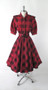 Vintage 80's 50's Style Full Skirt Red Plaid Flannel Dress S