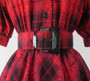 Vintage 80's 50's Style Full Skirt Red Plaid Flannel Dress S