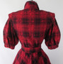 Vintage 80's 50's Style Full Skirt Red Plaid Flannel Dress S