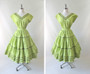 Vintage 50's Chartreuse Squaw Patio Skirt & Top Set M