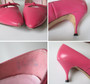 Vintage 60's Pink Heels With Bow Shoes Pumps 7.5