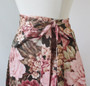 Vintage 70's Wrap Around Pink Roses Maxi Skirt L / M