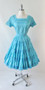 Vintage 50's Aquamarine Desert Flower Patio / Squaw Skirt Blouse Set L