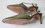 Vintage 60's Pearl Green Leather Slingback Heels Shoes 8.5