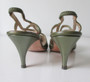 Vintage 60's Pearl Green Leather Slingback Heels Shoes 8.5