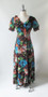 Vintage 70's Puff Sleeve Floral Chiffon Maxi Dress Party Gown