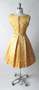 Vintage 60's Gold Damask Satin Full Skirt Party Dress M