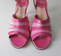 Vintage 50's 60's Pink Striped Slingback Heels Shoes 9 1/2 N