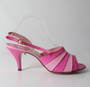 Vintage 50's 60's Pink Striped Slingback Heels Shoes 9 1/2 N