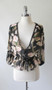 Vintage 70's Romantic Black Sheer Tie Front Floral Top Blouse L / M