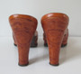Vintage 40's Tooled Leather Platform Custom Springolator Heels Shoes 8