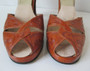 Vintage 40's Tooled Leather Platform Custom Springolator Heels Shoes 8