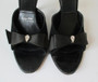 Vintage 50's Black Suede Satin Bow Springolator Heels Shoes 7.5 / 8