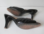 Vintage 50's Black Gold Buckle Springolator Heels Shoes 8