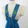 Vintage Crochet & Embroidered Peasant Top Blouse S