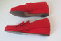 Vintage 40's Red Canvas Peep Toe Wedge Heels Casual Shoes 8