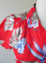 Vintage 80's Red Rayon Hawaiian Flower Top Blouse NOS M
