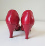 Vintage Red 50's Peep Toe Heels Shoes 8