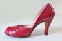 Vintage Red 50's Peep Toe Heels Shoes 8