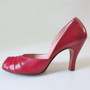 Vintage Red 50's Peep Toe Heels Shoes 8