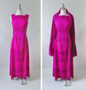 • Vintage 60's 70's Bold Purple Pink Watteau Maxi Dress & Matching Wrap XS