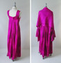• Vintage 60's 70's Bold Purple Pink Watteau Maxi Dress & Matching Wrap XS