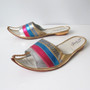 Vintage Greek Shimmering Gold Teal Pink Sandals Shoes Flats 6