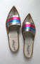 Vintage Greek Shimmering Gold Teal Pink Sandals Shoes Flats 6