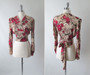 Vintage Floral 70's Meets 40's Blouse Tie Top M / L