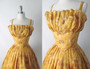 Vintage 60's / 50's Golden Flower Full Skirt Party Dress S