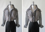 Vintage 70's Sheer Black White Blouse Top Wide Collar Classic Shirt L