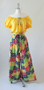 • Vintage 70's Yellow Off Shoulder Patchwork Wide Leg Palazzo Jumpsuit M/L