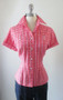 Vintage 50's Original Style Pink Plaid Seersucker Rockmount Western Shirt Blouse Top L