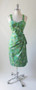 • Vintage 50's 60's Mid Century Green Watercolor Sarong Culotte Shorts Dress