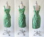 • Vintage 50's 60's Mid Century Green Watercolor Sarong Culotte Shorts Dress